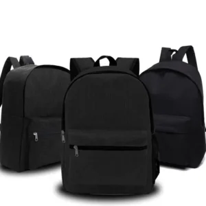 Mochila Feminina¹Masculina Reforçada Trabalho Escolar Preta – Caixa com 10 Unidades