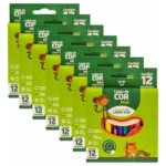 Caixas Mini Lápis Cor 12 Cores Escolar Leo&Leo – Pacote com 12 Unidades