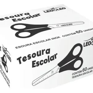 Tesoura Escolar Aço Inox Atacado Cor Preto – Caixa com 20 Unidades