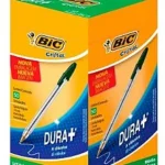 Caneta Esferográfica Bic Cristal Verde Dura+ – Caixa com 50 unidades